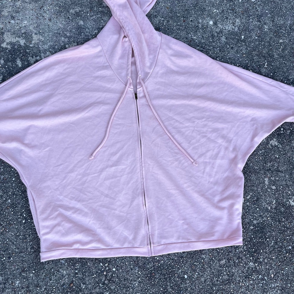 Pink cropped zip up hoodie.. Very unique cool light hoodie.